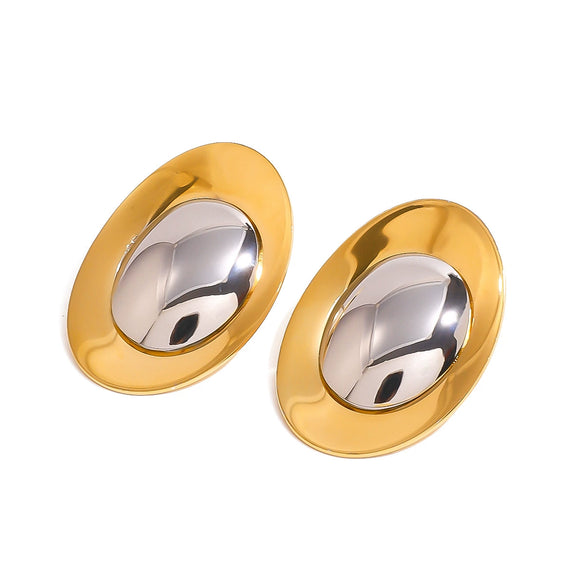 Wholesale Stainless Steel Geometric Electroplated Round Gold And Silver Color Matching Women's Earrings