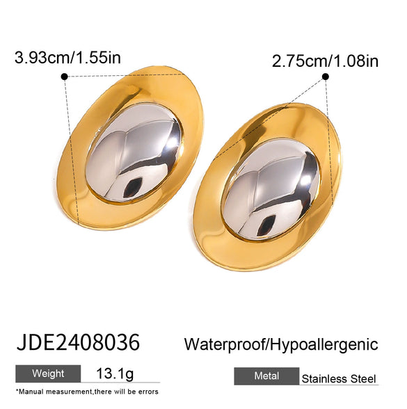 Wholesale Stainless Steel Geometric Electroplated Round Gold And Silver Color Matching Women's Earrings