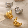 Wholesale Stainless Steel Geometric Electroplated Three Layer Threaded Smooth Earrings Jewelry