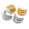 Wholesale Stainless Steel Geometric Electroplated Three Layer Threaded Smooth Earrings Jewelry
