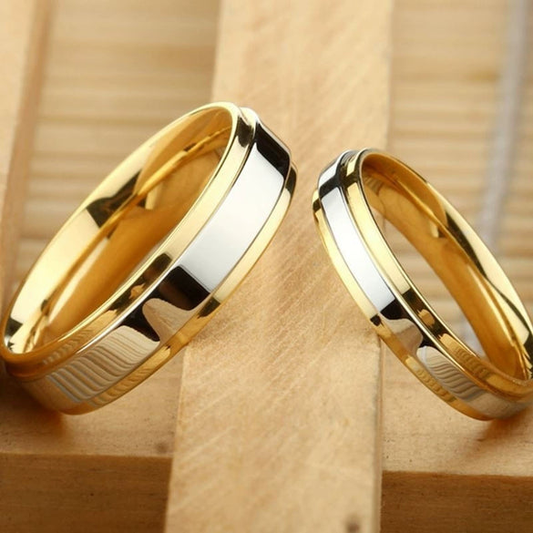 Wholesale Stainless Steel Geometric Electroplated Unisex Couple Rings
