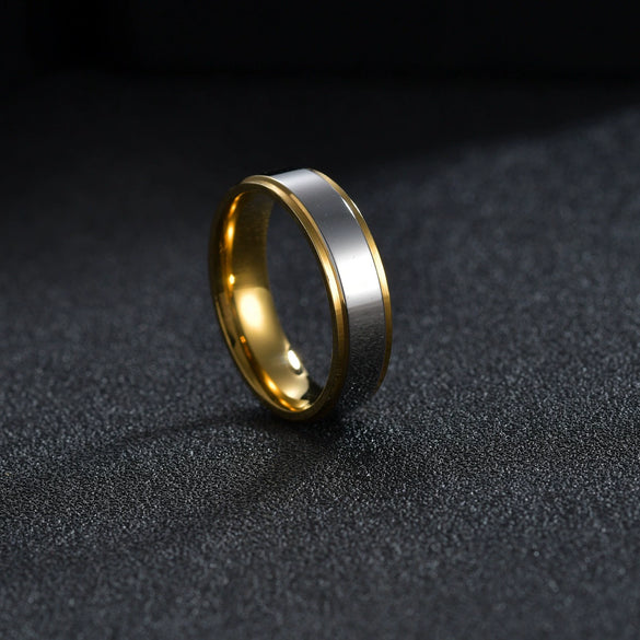 Wholesale Stainless Steel Geometric Electroplated Unisex Couple Rings
