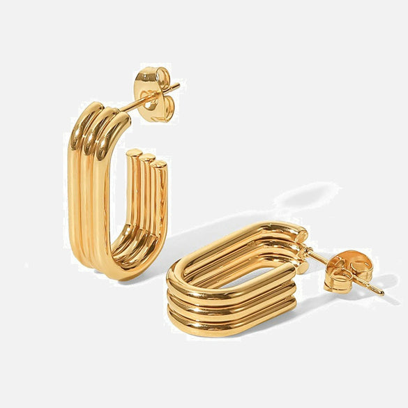 Wholesale Stainless Steel Geometric Electroplated Ushaped Opening Women's Earrings