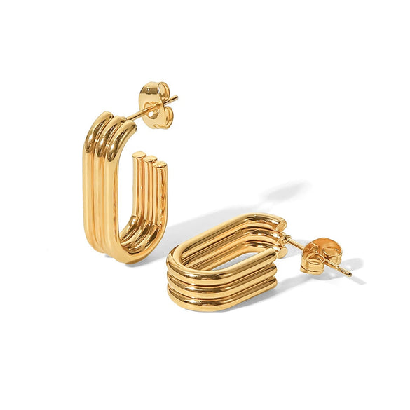 Wholesale Stainless Steel Geometric Electroplated Ushaped Opening Women's Earrings