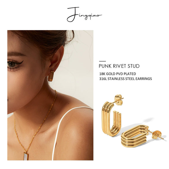 Wholesale Stainless Steel Geometric Electroplated Ushaped Opening Women's Earrings