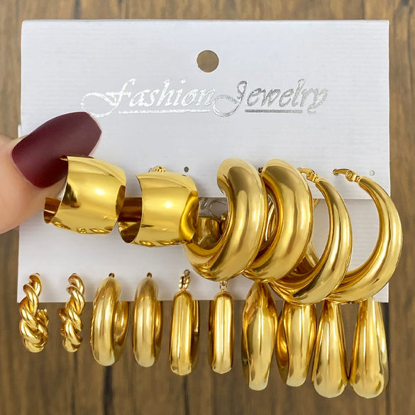 Wholesale Stainless Steel Geometric Electroplated Women's Fashionable Ear Studs