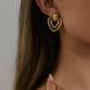 Wholesale Stainless Steel Geometric Electroplated Women's Hollow Love Earrings