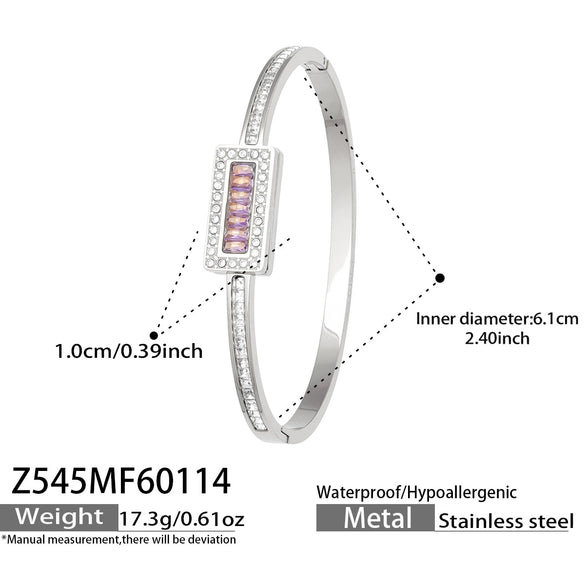 Wholesale Stainless Steel Geometric Electroplated Zirconencrusted Small Daisy Clasp Open Bracelet Set Accessories