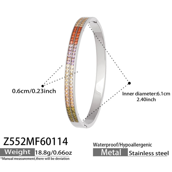 Wholesale Stainless Steel Geometric Electroplated Zirconencrusted Small Daisy Clasp Open Bracelet Set Accessories