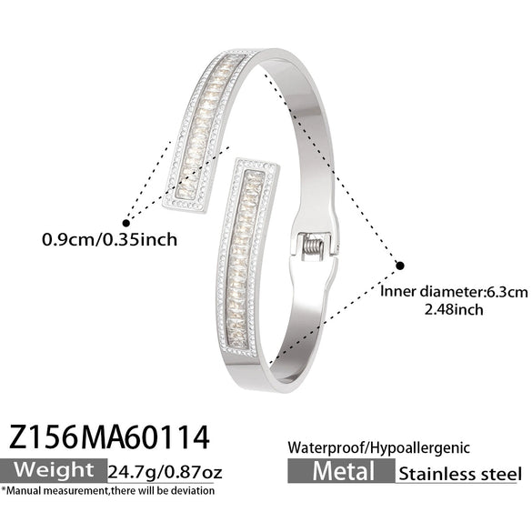 Wholesale Stainless Steel Geometric Electroplated Zirconencrusted Small Daisy Clasp Open Bracelet Set Accessories