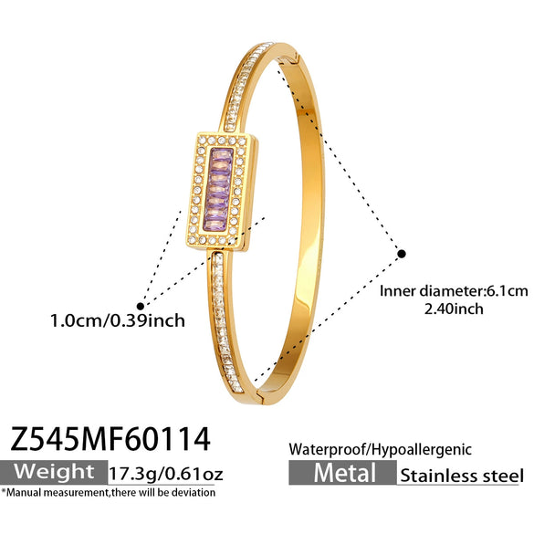 Wholesale Stainless Steel Geometric Electroplated Zirconencrusted Small Daisy Clasp Open Bracelet Set Accessories