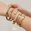Wholesale Stainless Steel Geometric Electroplated Zirconencrusted Small Daisy Clasp Open Bracelet Set Accessories