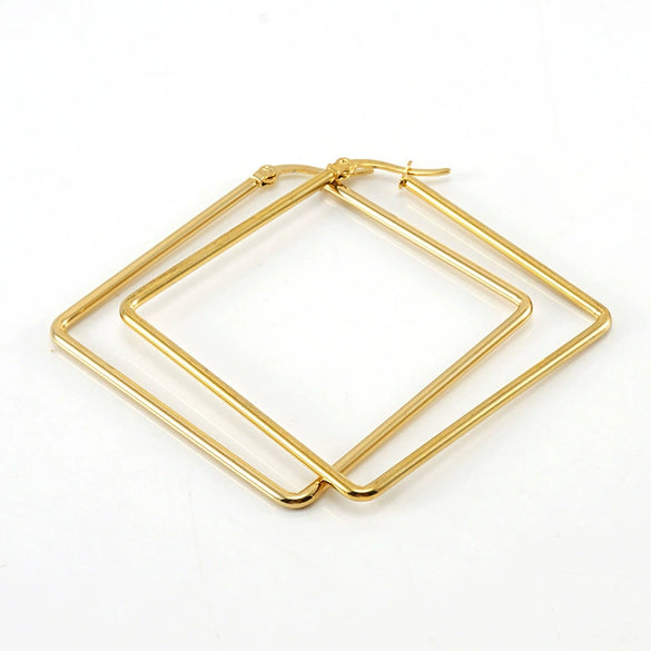 Wholesale 316L Stainless Steel Geometric Electroplating Square Bar Coil Earrings For Women