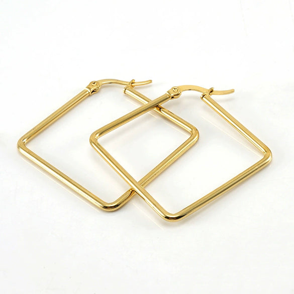 Wholesale 316L Stainless Steel Geometric Electroplating Square Bar Coil Earrings For Women