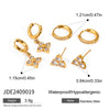 Wholesale Stainless Steel Geometric Electroplating Women's Zircon Four Awn Star And Cross Earrings