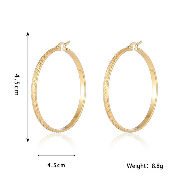 Wholesale Stainless Steel Geometric Embossed Gold Plated Women's Earrings