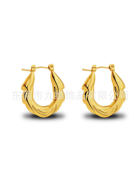 Wholesale Stainless Steel Geometric Embossed Hydraulic Women's Earrings