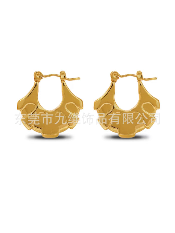 Wholesale Stainless Steel Geometric Embossed Hydraulic Women's Earrings