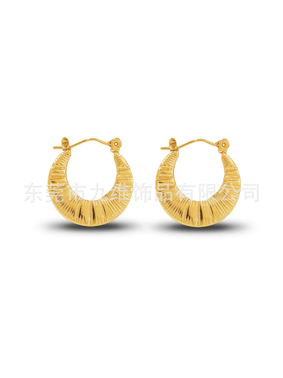 Wholesale Stainless Steel Geometric Embossed Hydraulic Women's Earrings
