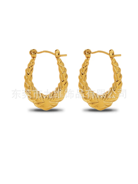 Wholesale Stainless Steel Geometric Embossed Hydraulic Women's Earrings