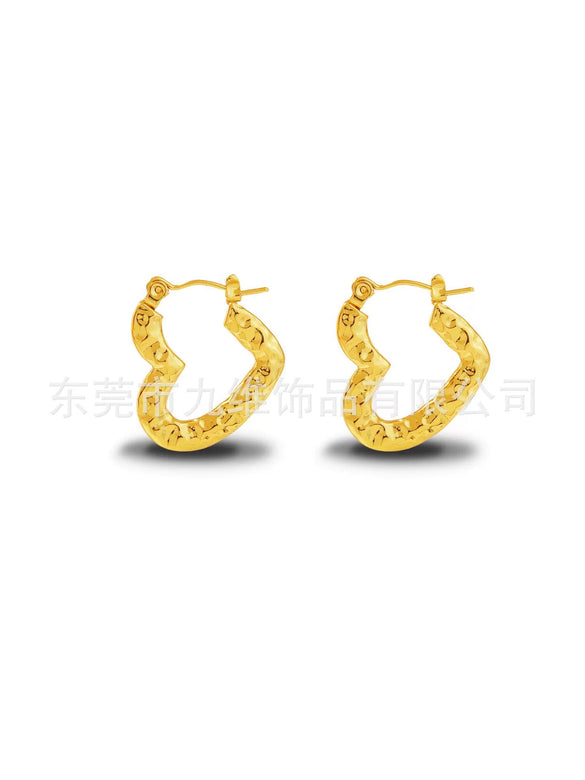 Wholesale Stainless Steel Geometric Embossed Hydraulic Women's Earrings