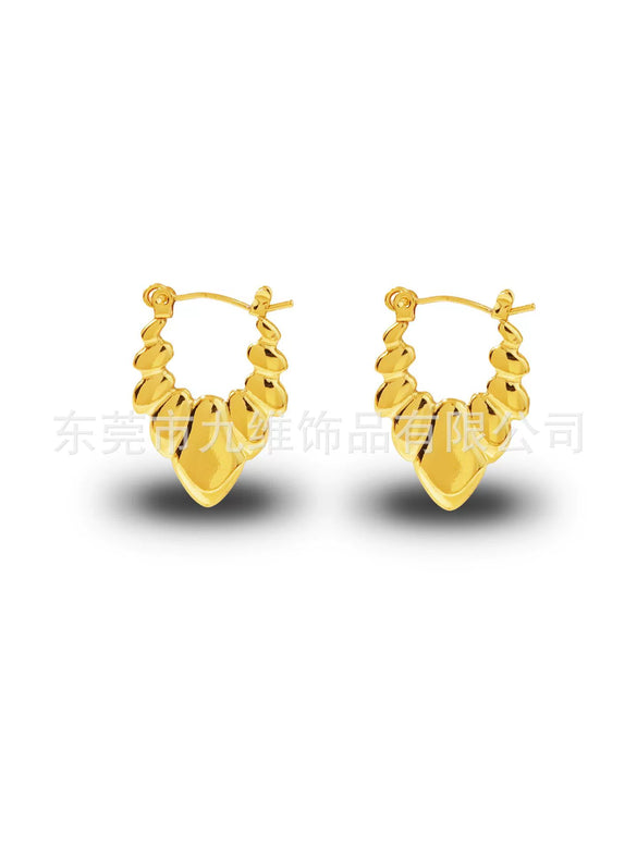 Wholesale Stainless Steel Geometric Embossed Hydraulic Women's Earrings