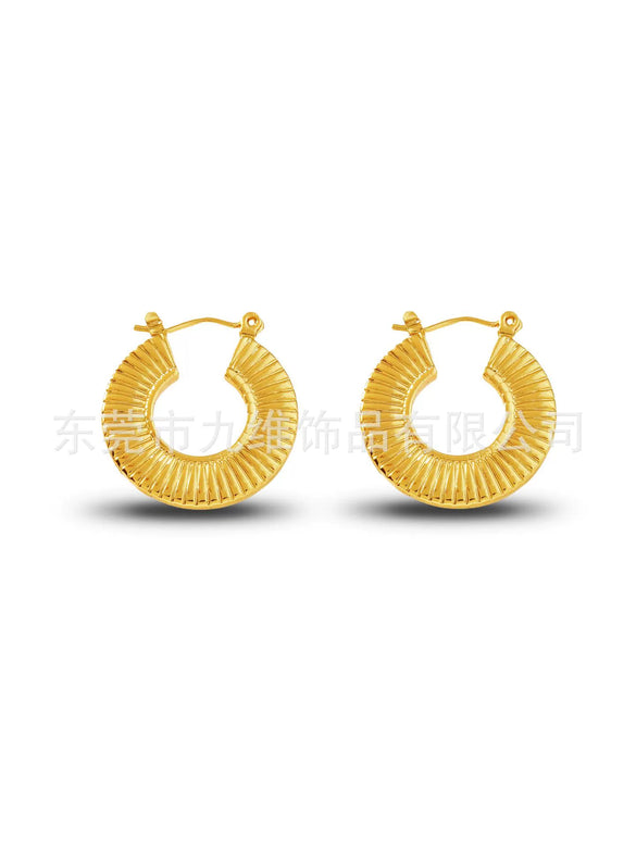 Wholesale Stainless Steel Geometric Embossed Hydraulic Women's Earrings