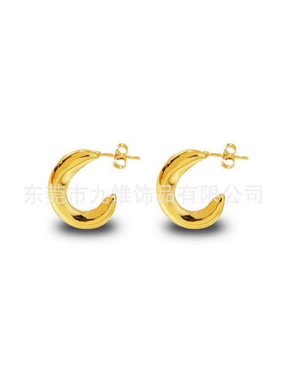 Wholesale Stainless Steel Geometric Embossed Hydraulic Women's Earrings