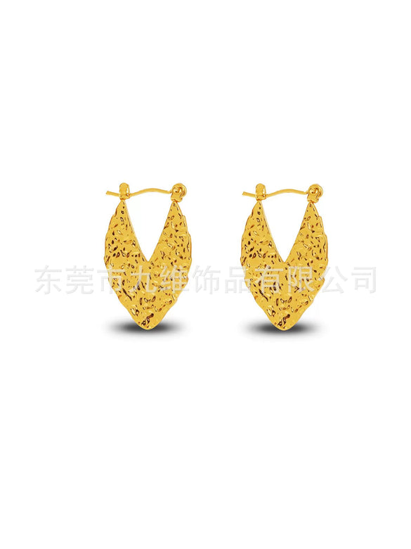 Wholesale Stainless Steel Geometric Embossed Hydraulic Women's Earrings
