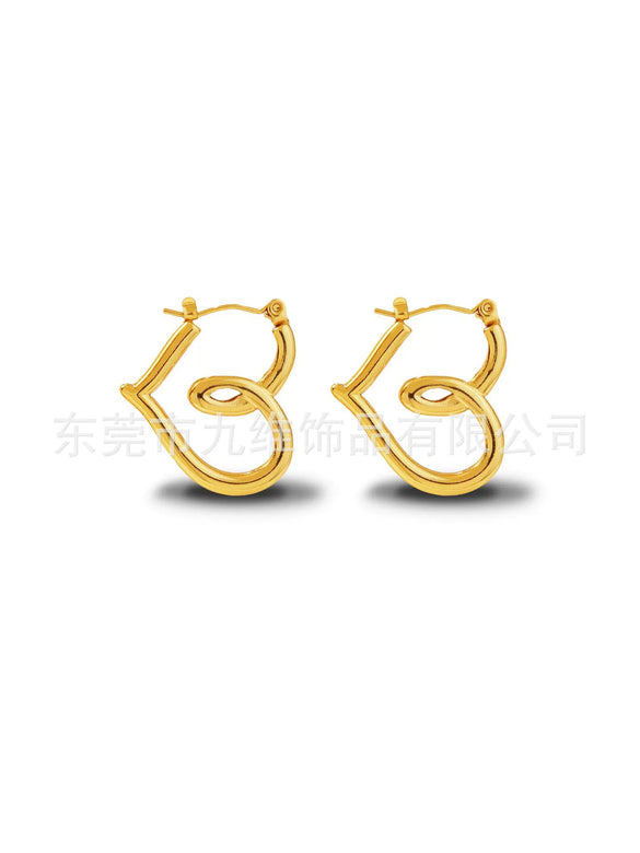 Wholesale Stainless Steel Geometric Embossed Hydraulic Women's Earrings