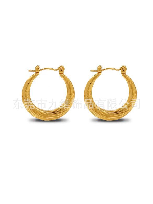 Wholesale Stainless Steel Geometric Embossed Hydraulic Women's Earrings