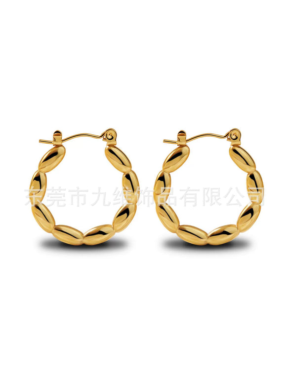 Wholesale Stainless Steel Geometric Embossed Hydraulic Women's Earrings