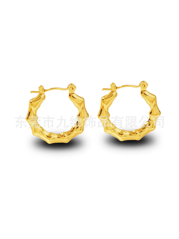 Wholesale Stainless Steel Geometric Embossed Hydraulic Women's Earrings