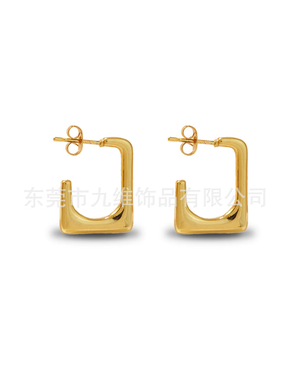 Wholesale Stainless Steel Geometric Embossed Hydraulic Women's Earrings