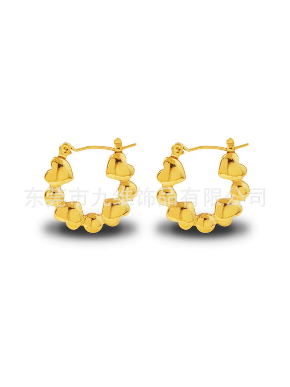Wholesale Stainless Steel Geometric Embossed Hydraulic Women's Earrings