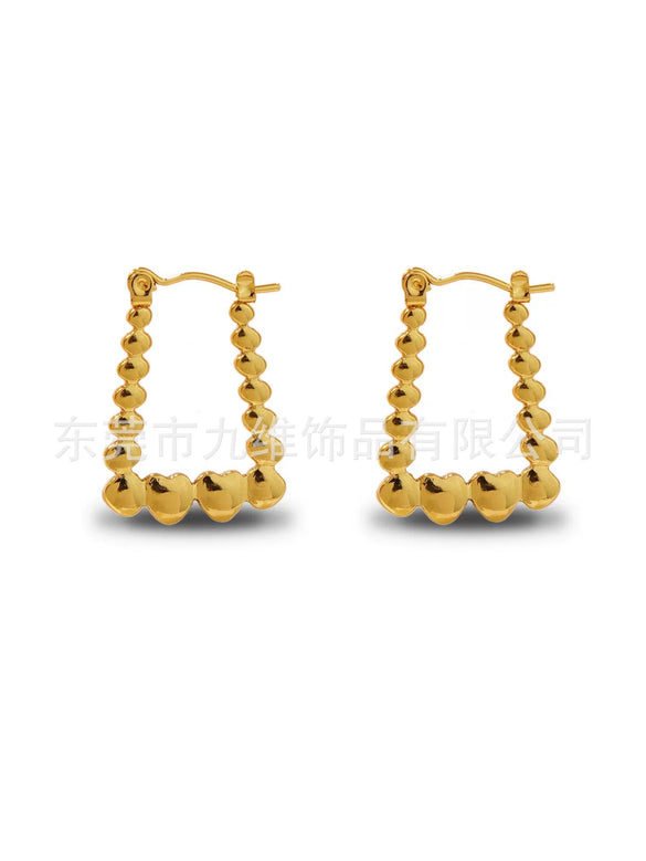 Wholesale Stainless Steel Geometric Embossed Hydraulic Women's Earrings