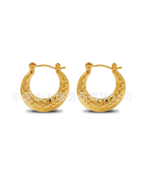 Wholesale Stainless Steel Geometric Embossed Hydraulic Women's Earrings