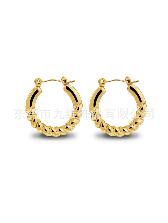 Wholesale Stainless Steel Geometric Embossed Hydraulic Women's Earrings
