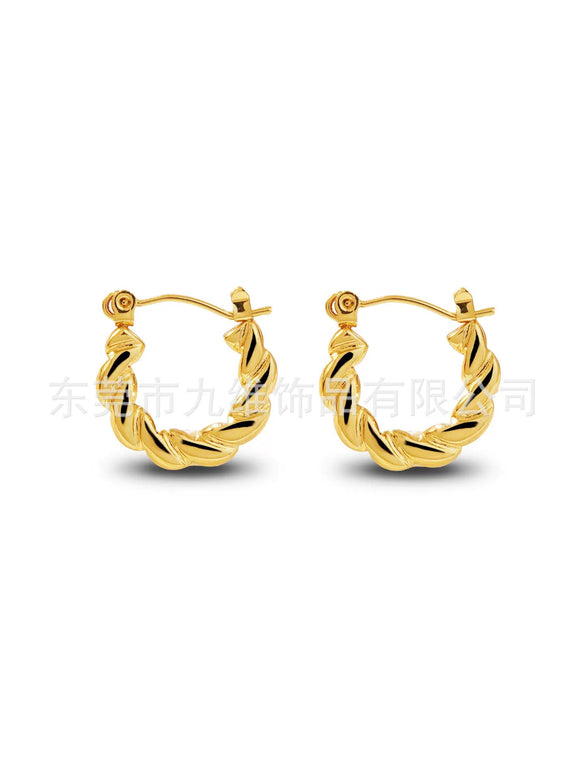 Wholesale Stainless Steel Geometric Embossed Hydraulic Women's Earrings