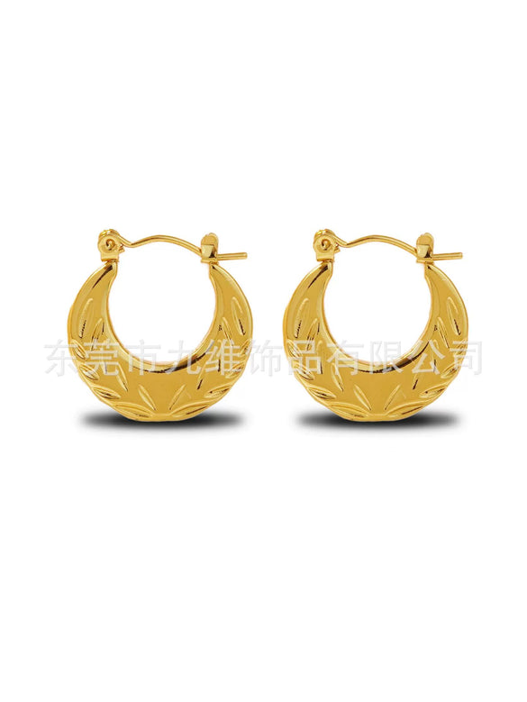 Wholesale Stainless Steel Geometric Embossed Hydraulic Women's Earrings
