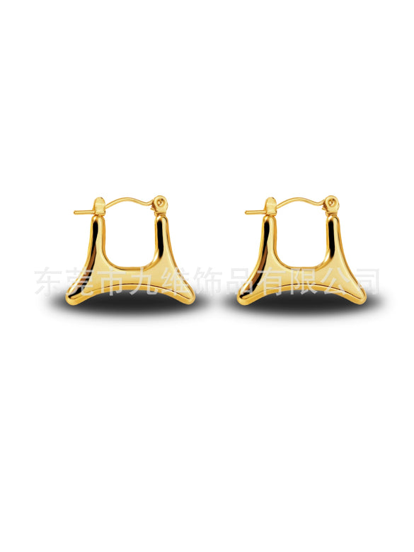 Wholesale Stainless Steel Geometric Embossed Hydraulic Women's Earrings