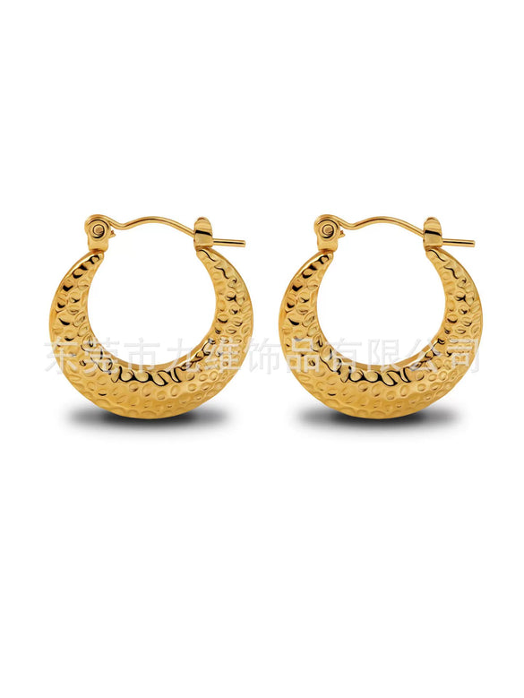 Wholesale Stainless Steel Geometric Embossed Hydraulic Women's Earrings