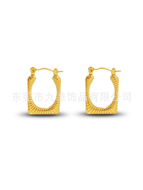 Wholesale Stainless Steel Geometric Embossed Hydraulic Women's Earrings