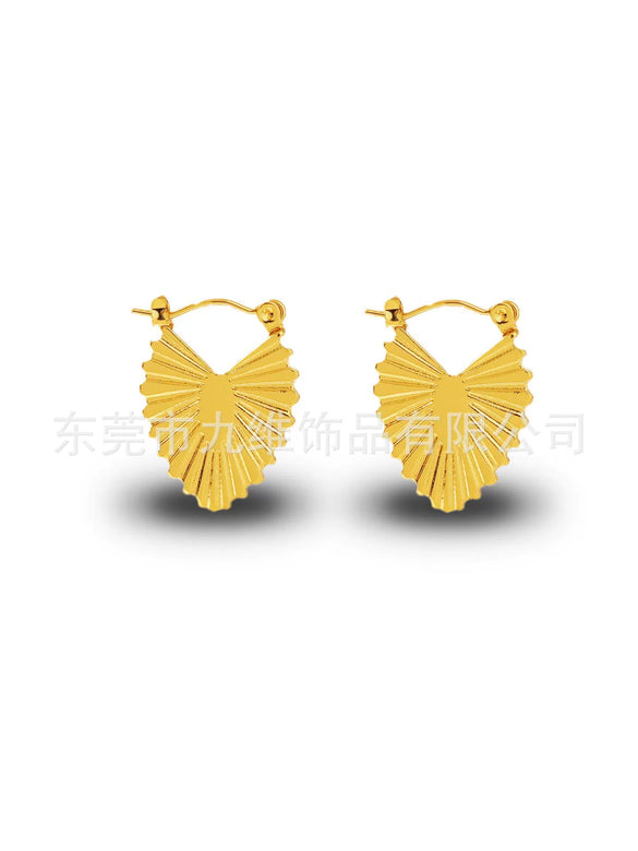 Wholesale Stainless Steel Geometric Embossed Hydraulic Women's Earrings
