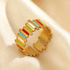 Wholesale Stainless Steel Geometric Enamel Open Ring For Women Electroplated Minimalist Style