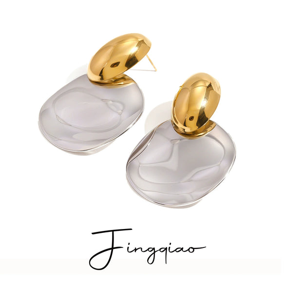 Wholesale Stainless Steel Geometric Exaggerated Electroplated Women's Earrings