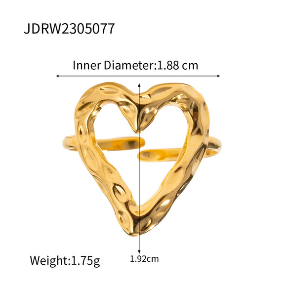 Wholesale Stainless Steel Geometric Exaggerated Lava Love Hollow Open Ring Electroplated Accessories