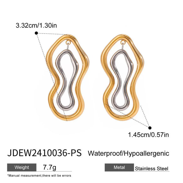 Wholesale Stainless Steel Geometric Exaggerated Lines Smooth Earrings With Gold And Silver Color Matching And Electroplating Treatment