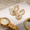 Wholesale Stainless Steel Geometric Exaggerated Lines Smooth Earrings With Gold And Silver Color Matching And Electroplating Treatment