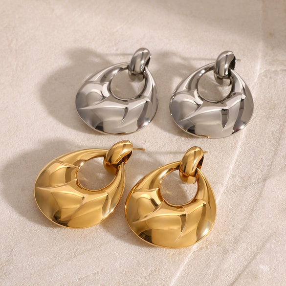 Wholesale Stainless Steel Geometric Exaggerated Niche Earrings For Women With Electroplating